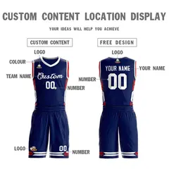 Navy White Classic Mesh Basketball Jersey Sets 3
