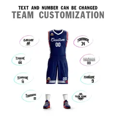 Navy White Classic Mesh Basketball Jersey Sets 4