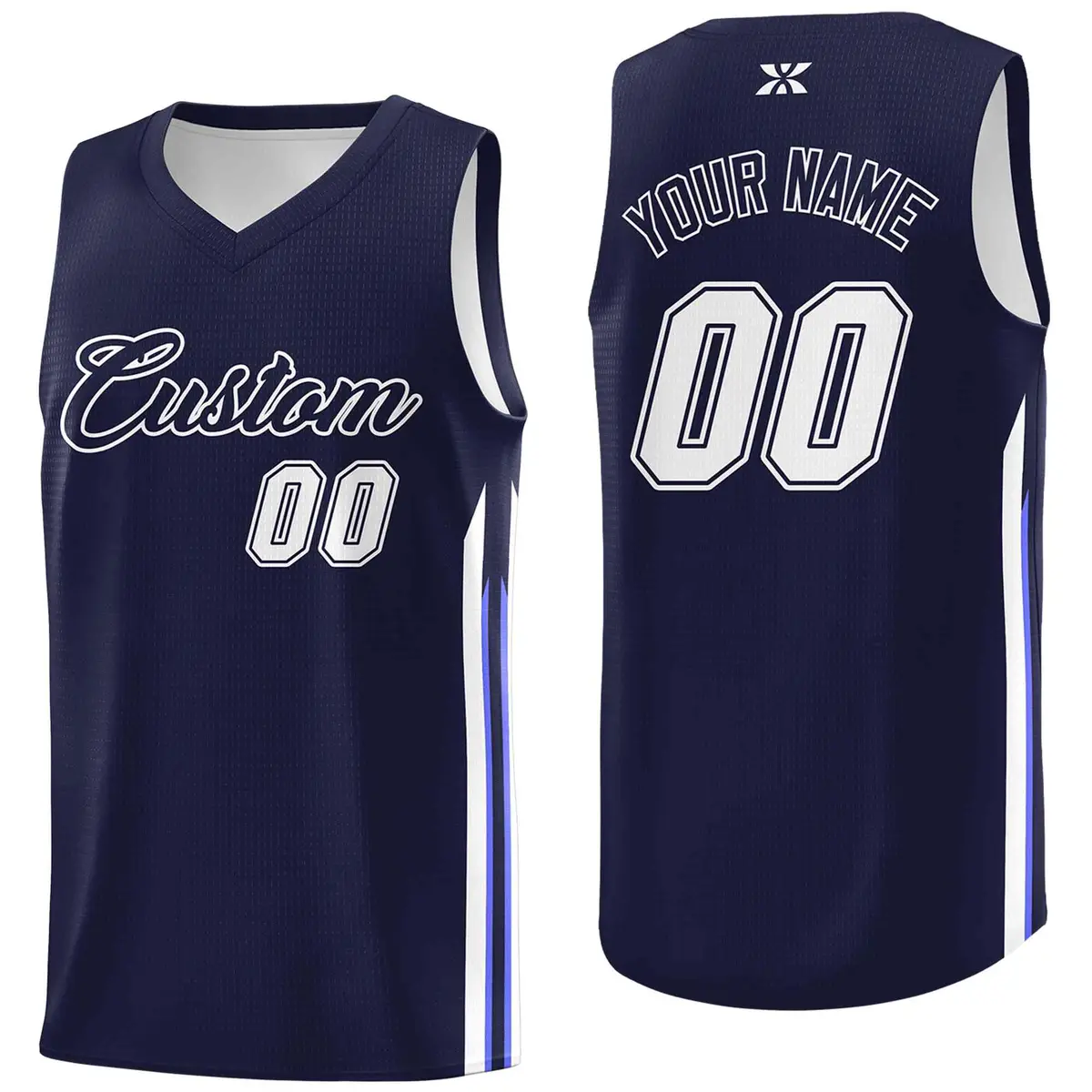 Navy White Classic Mesh Sport Basketball Jersey