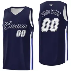 Navy White Classic Mesh Sport Basketball Jersey