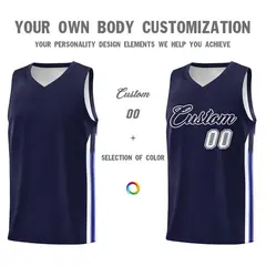 Navy White Classic Mesh Sport Basketball Jersey 3