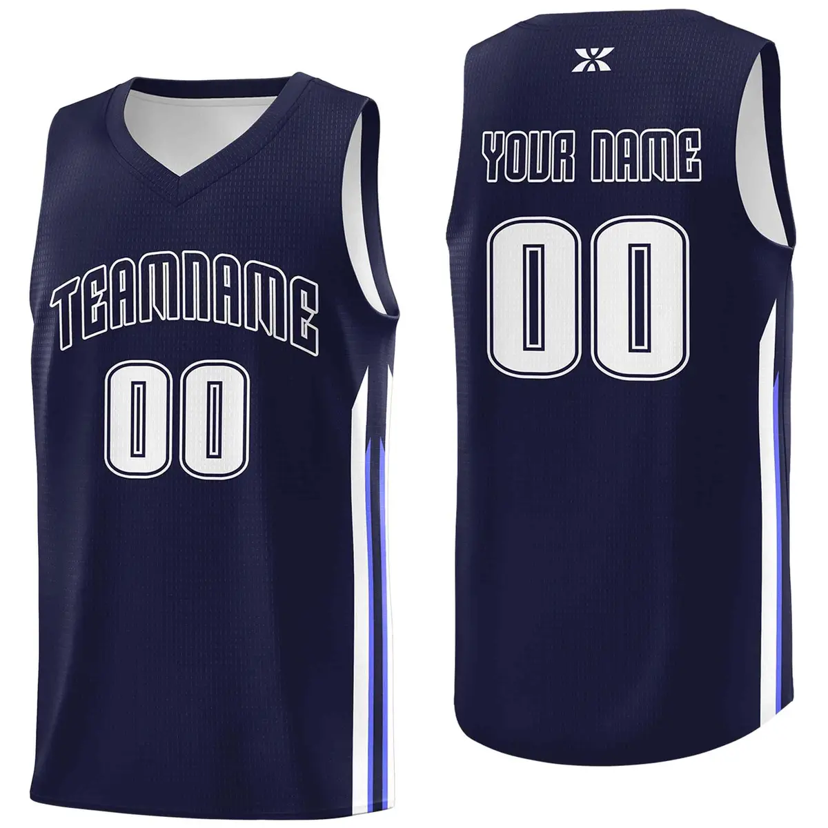 Navy White Classic Mesh Sport Basketball Jersey