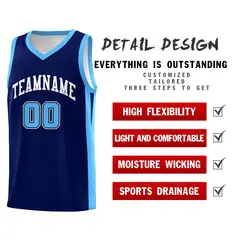 Navy White Classic Mesh Sport Basketball Jersey 4