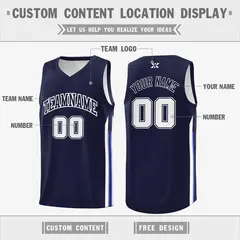 Navy White Classic Mesh Sport Bull Basketball Jersey 2