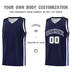 Navy White Classic Mesh Sport Bull Basketball Jersey 3