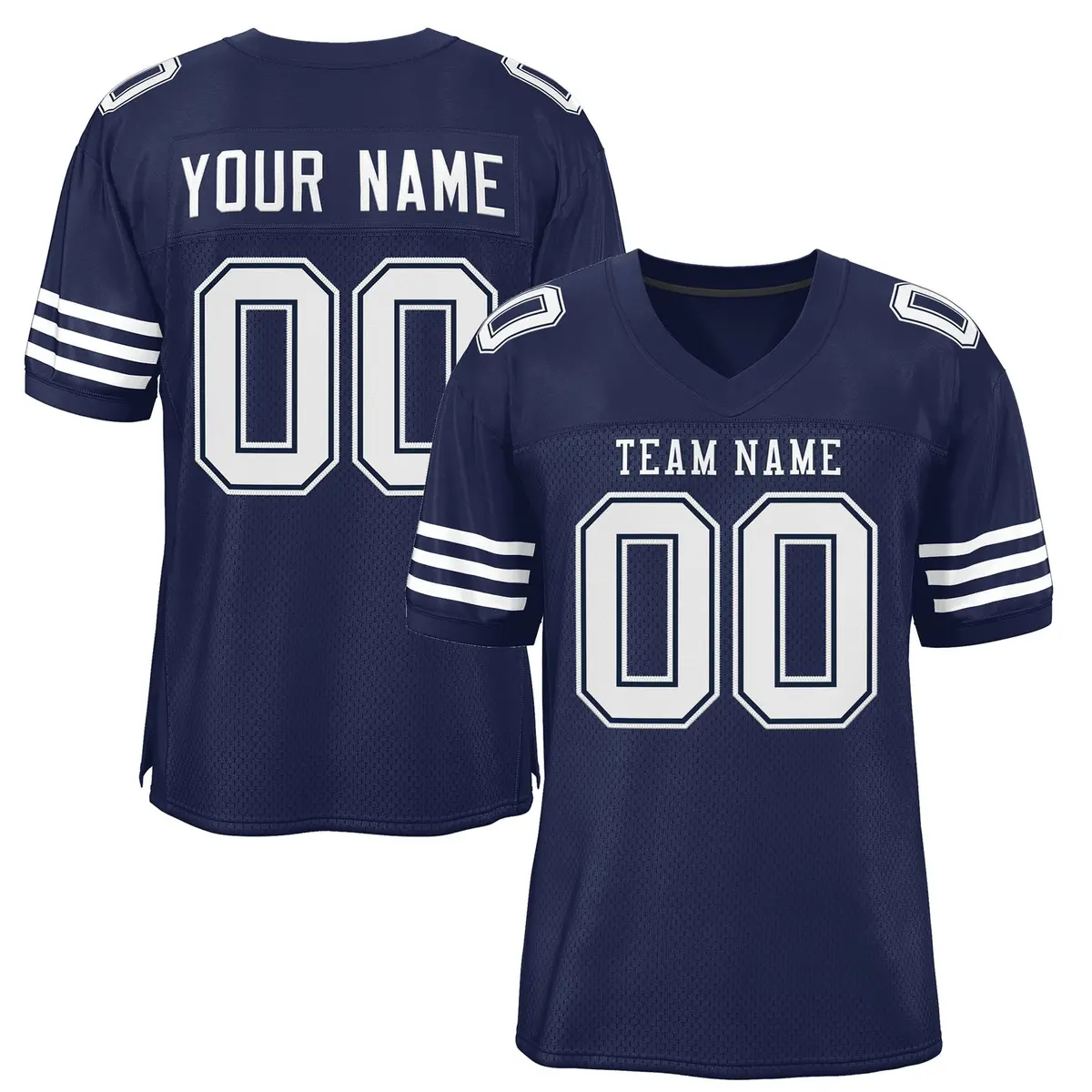 Navy White Classic Style Mesh Authentic Football Jersey