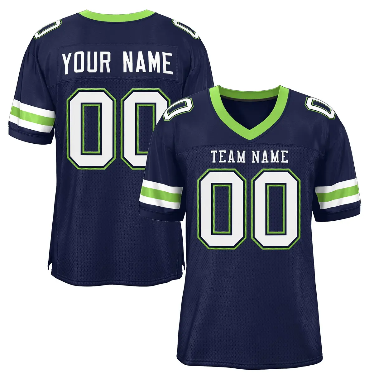 Navy White Classic Style Mesh Authentic Football Jersey