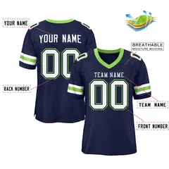 Navy White Classic Style Mesh Authentic Football Jersey 2