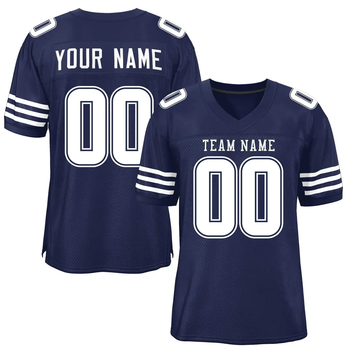Navy White Classic Style Mesh Authentic Football Jersey