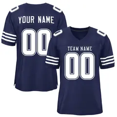 Navy White Classic Style Mesh Authentic Football Jersey 1
