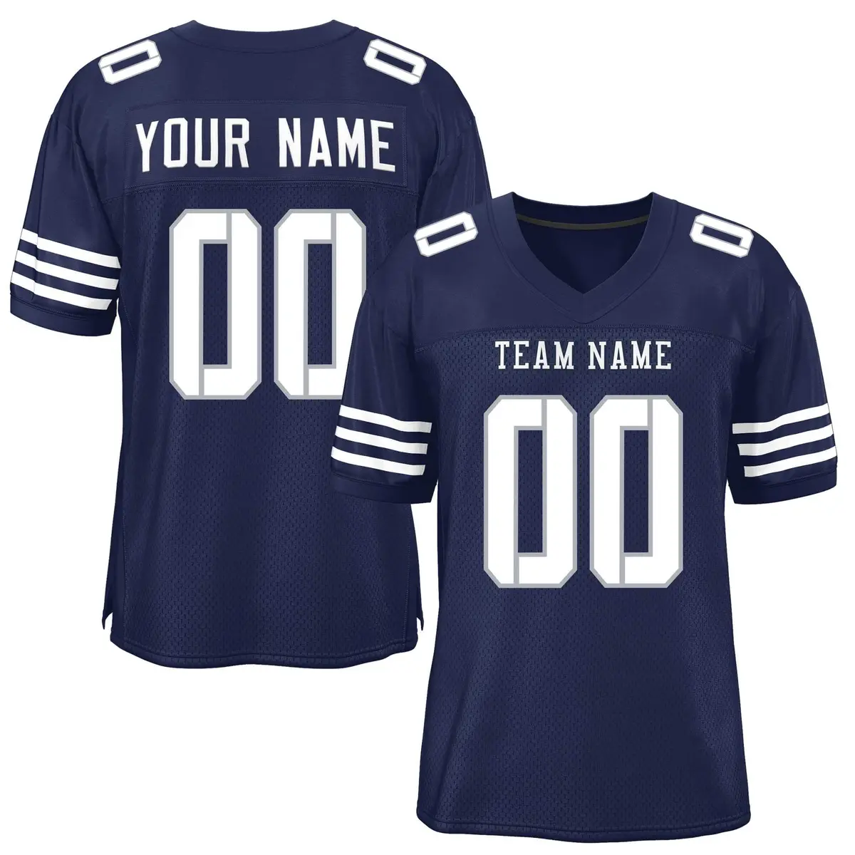 Navy White Classic Style Mesh Authentic Football Jersey