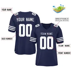 Navy White Classic Style Mesh Authentic Football Jersey 2