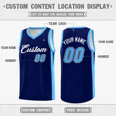 Navy White Classic Tops Basketball Jersey 2