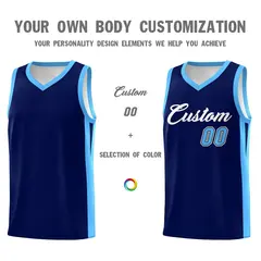 Navy White Classic Tops Basketball Jersey 3