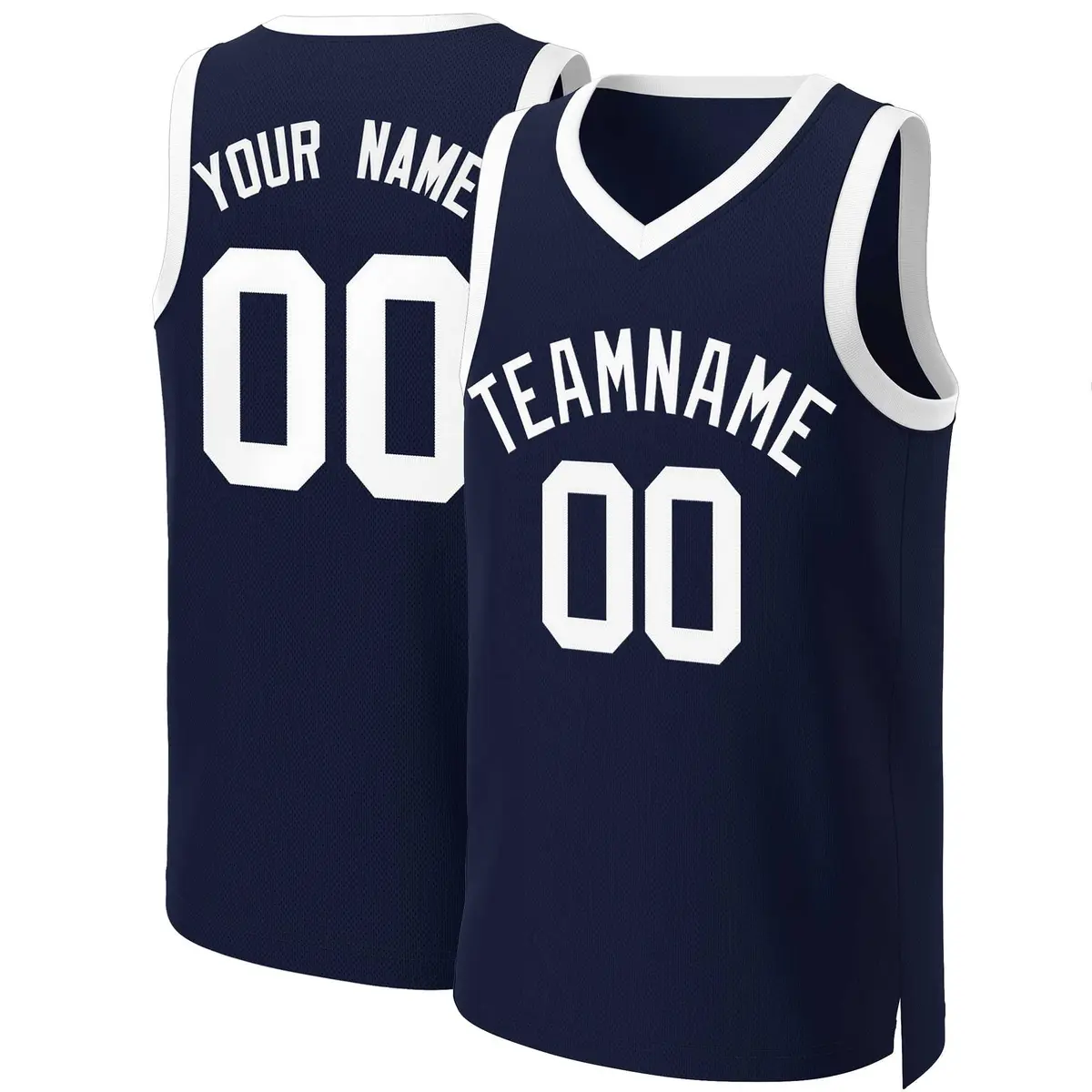 Navy White Classic Tops Basketball Jersey