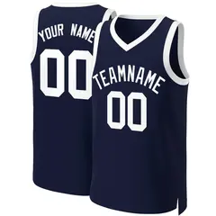 Navy White Classic Tops Basketball Jersey 1