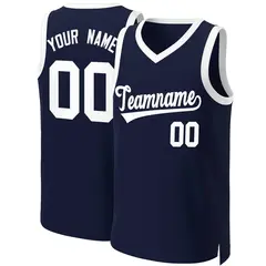 Navy White Classic Tops Basketball Jersey 1