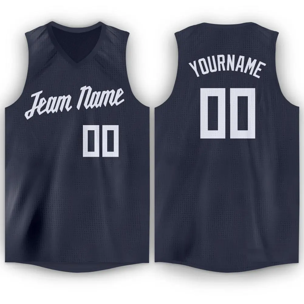 Navy White Classic Tops Fashion Basketball Jersey