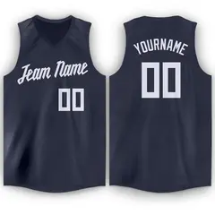 Navy White Classic Tops Fashion Basketball Jersey 1