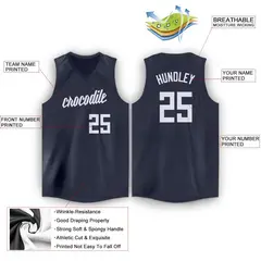Navy White Classic Tops Fashion Basketball Jersey 2