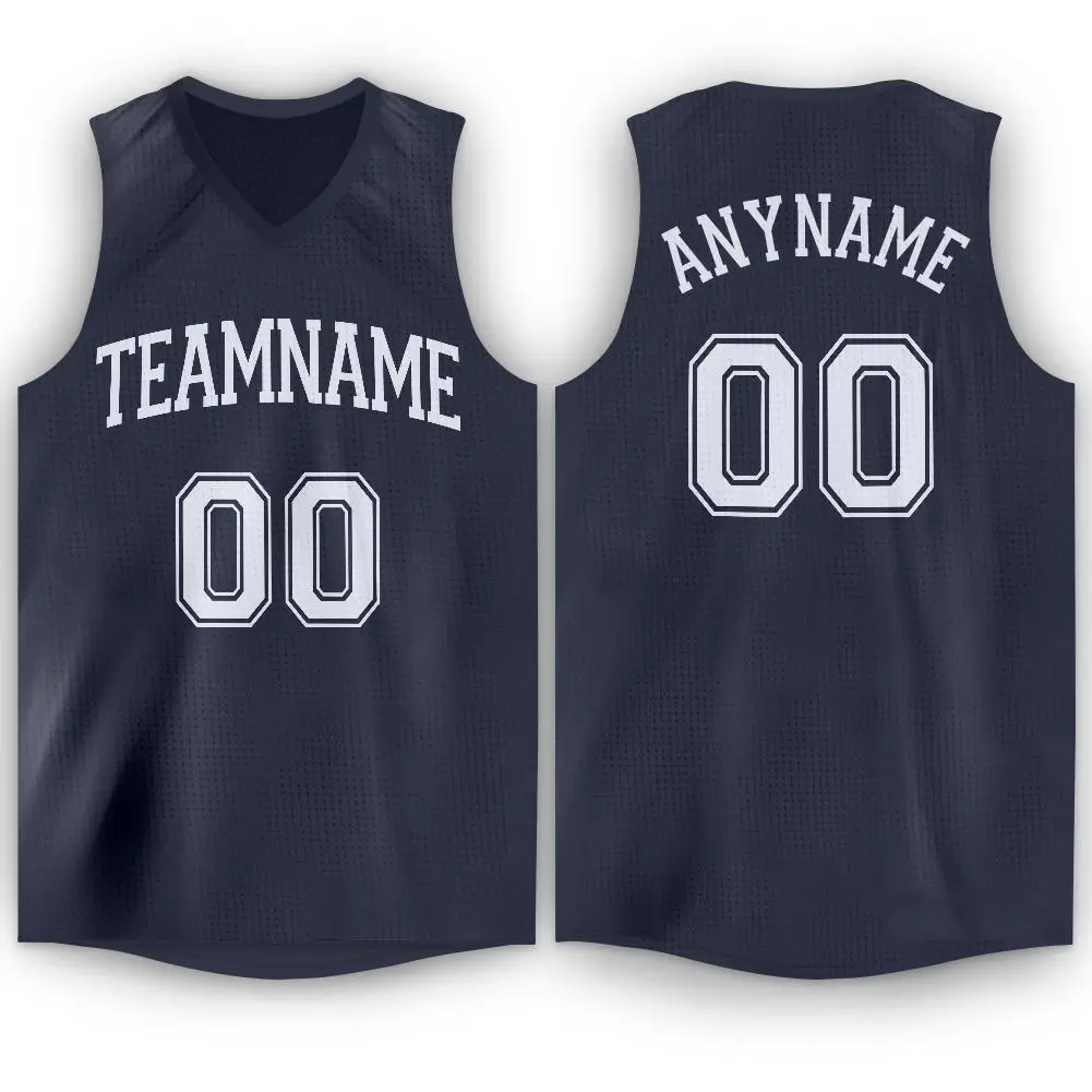 Navy White Classic Tops Fashion Basketball Jersey