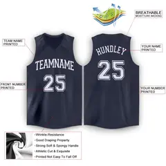 Navy White Classic Tops Fashion Basketball Jersey 2