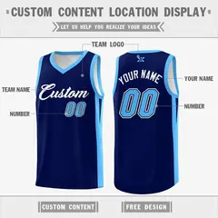 Navy White Classic Tops Outdoor Basketball Jersey 2