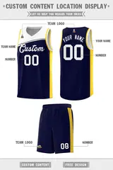 Navy White Color Block Basketball Team Jersey 2