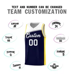 Navy White Color Block Basketball Team Jersey 3