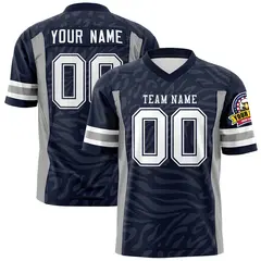 Navy White-Dark Gray Zebra Stripes Authentic Football Jersey