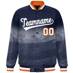 Navy White Denver Skyline Varsity Full-Snap Track Jacket 3