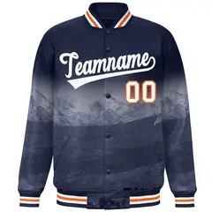 Navy White Denver Skyline Varsity Full-Snap Track Jacket 3