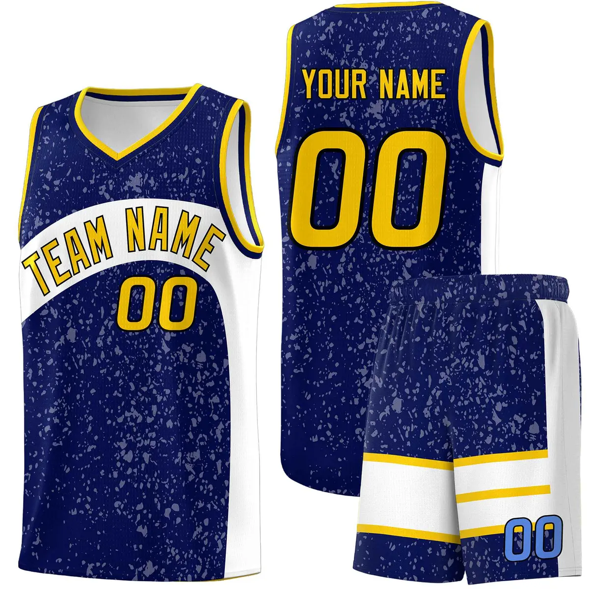 Navy White Dot Graffiti Irregular Pattern Basketball Jersey
