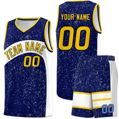Navy White Dot Graffiti Irregular Pattern Basketball Jersey 1