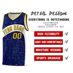 Navy White Dot Graffiti Irregular Pattern Basketball Jersey 2