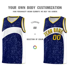 Navy White Dot Graffiti Irregular Pattern Basketball Jersey 3