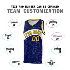Navy White Dot Graffiti Irregular Pattern Basketball Jersey 4