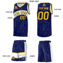 Navy White Dot Graffiti Irregular Pattern Basketball Jersey 5