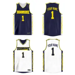 Navy White Double Side Athletic Basketball Jersey