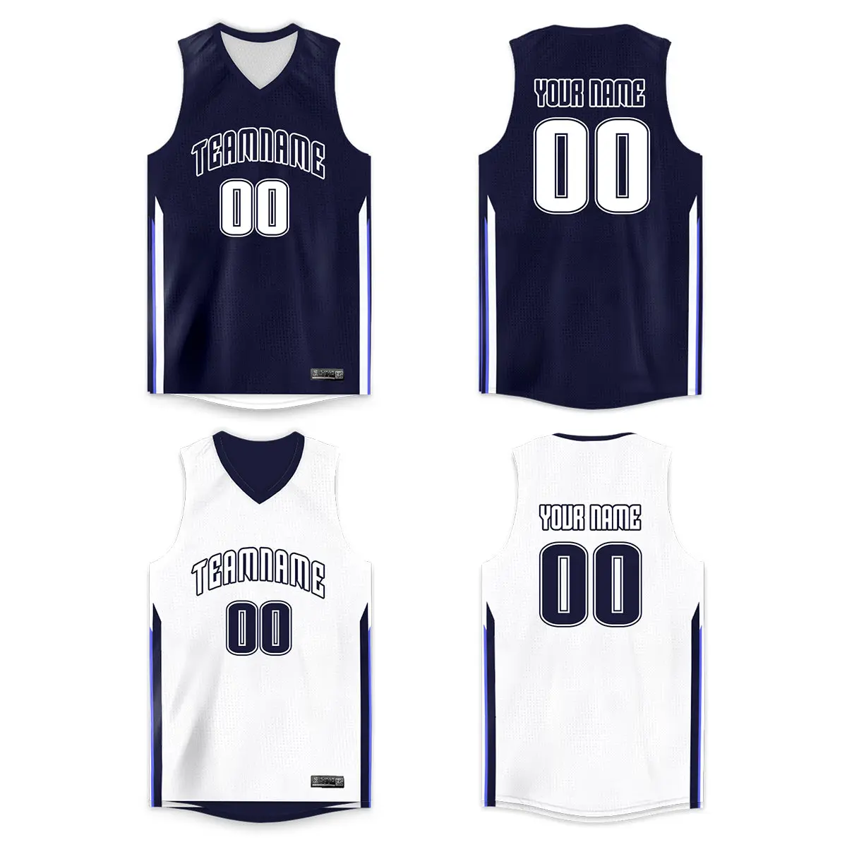 Navy White Double Side Basketball Jersey Men/Boy