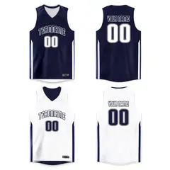 Navy White Double Side Basketball Jersey Men/Boy