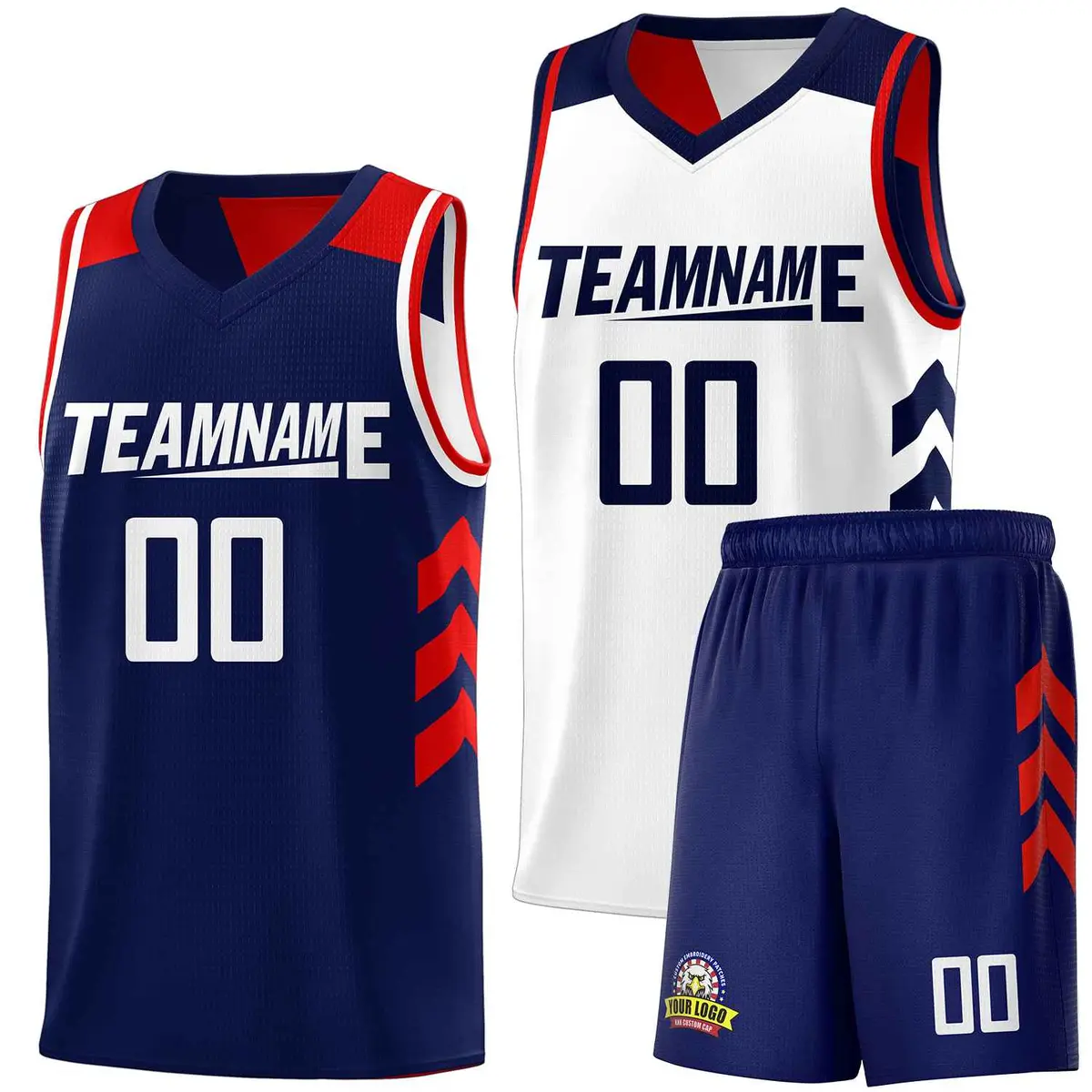 Navy White Double Side Sets Basketball Jersey for Men