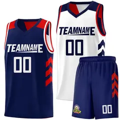 Navy White Double Side Sets Basketball Jersey for Men