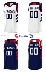 Navy White Double Side Sets Basketball Jersey for Men 4
