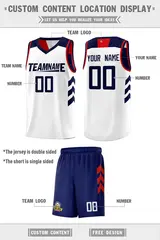 Navy White Double Side Sets Basketball Jersey for Men 5