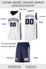 Navy White Double Side Sets Basketball Jersey for Men 2