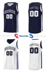 Navy White Double Side Sets Basketball Jersey for Men 3