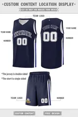 Navy White Double Side Sets Basketball Jersey for Men 4