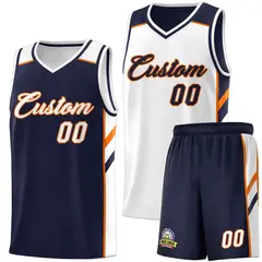 Navy White Double Side Sets Basketball Jersey for Men
