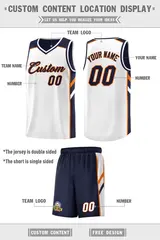 Navy White Double Side Sets Basketball Jersey for Men 2
